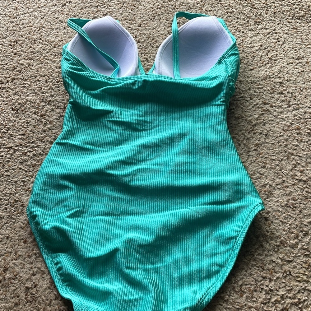 NWOT Ellen Tracy Teal One Piece Swimsuit size 8 - Picture 3 of 4